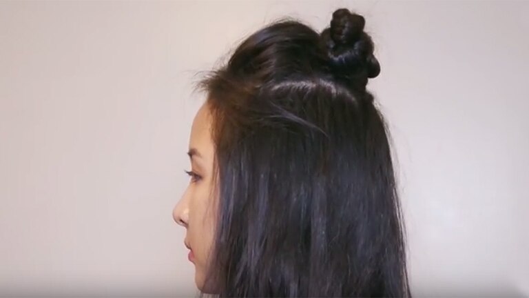 Click on video demonstrate about Hair styling - The half bun hairstyle